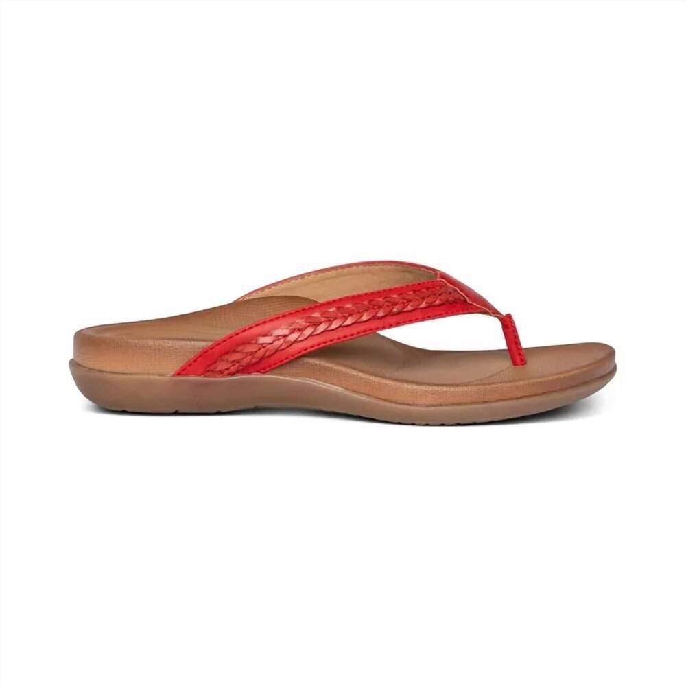 NEW AETREX women's emmy braided thong sandals in red
